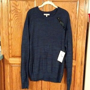 Calvin Klein Jeans NWT Men's XL Color Navy Mixed Texture Sweater Medium Weight